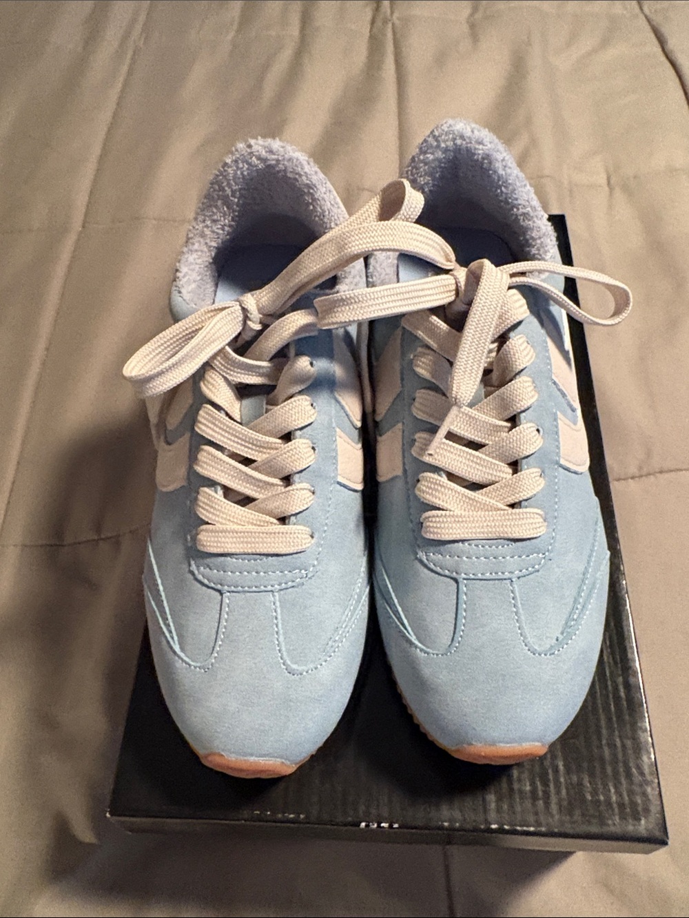 DV by Dolce Vita Light Blue and Cream Suede Lace-Up Sneakers